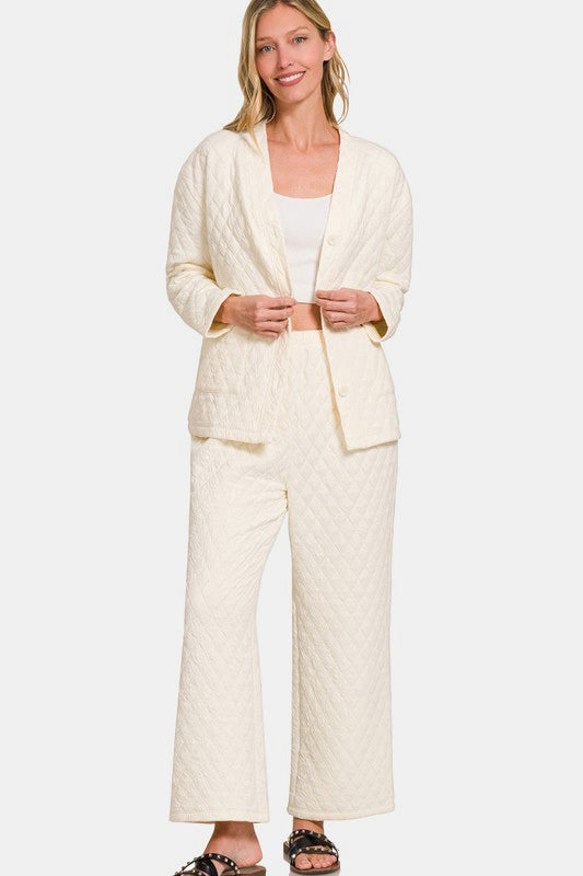 Quilted Button-Up Lounge Set